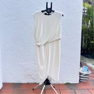 Express Cream Asymmetrical Dress